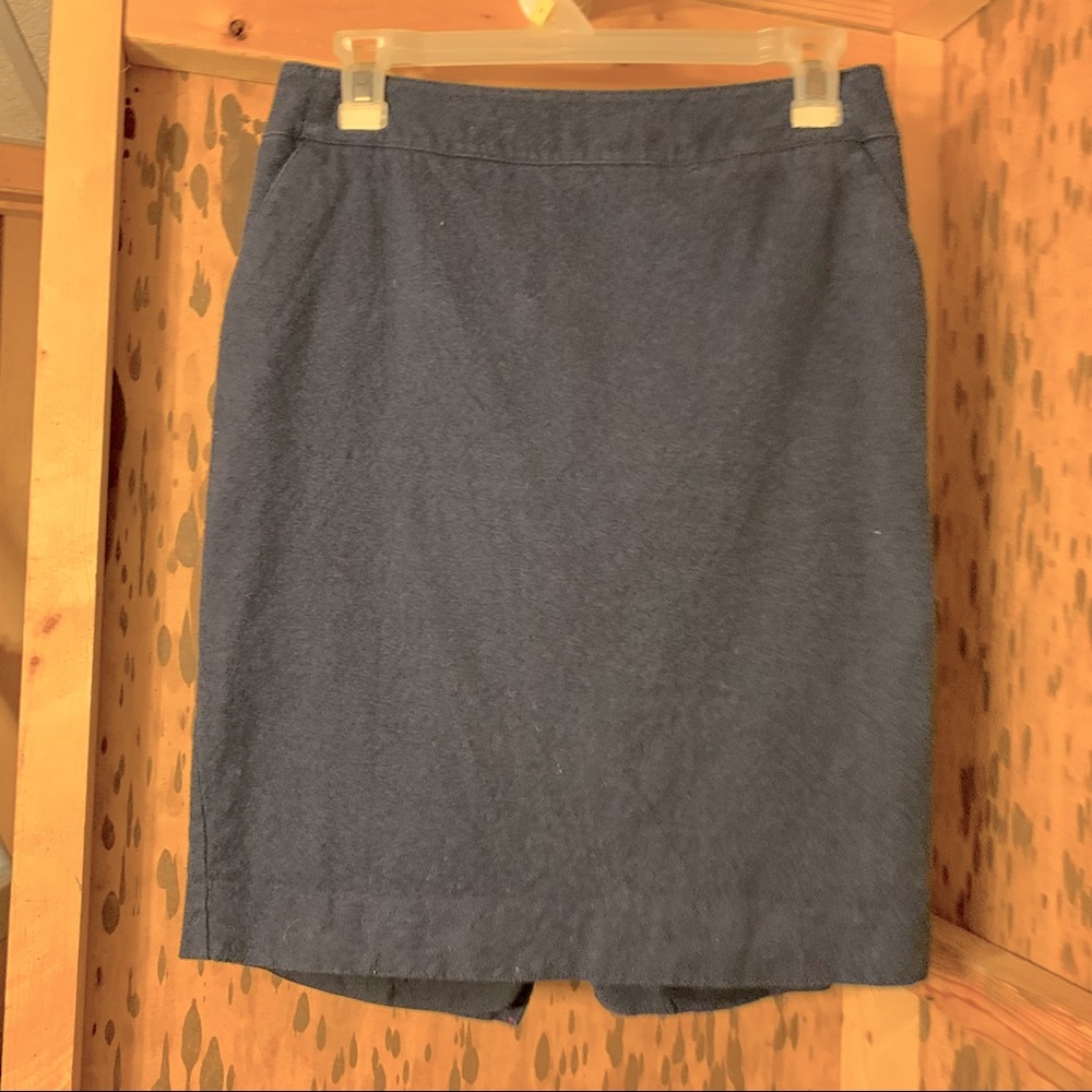 Navy wool pencil skirt